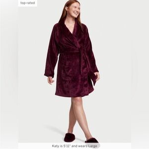 Victoria's Secret Burgundy Short Cozy Robe